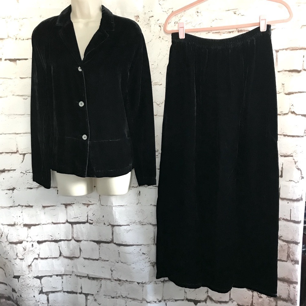 Vintage JOHN PAUL RICHARD Fairy Grunge Black Velvet Goth Whimsigoth Maxi Skirt S - Picture 8 of 12